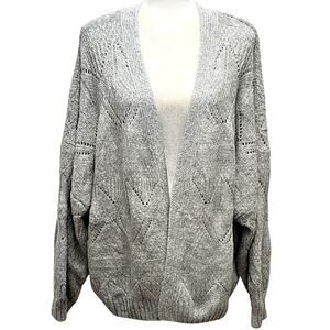 SO Elegant Wmn Open Front Gray Fox Heather Crop Cardigan Sweater Size 2X (NWT)